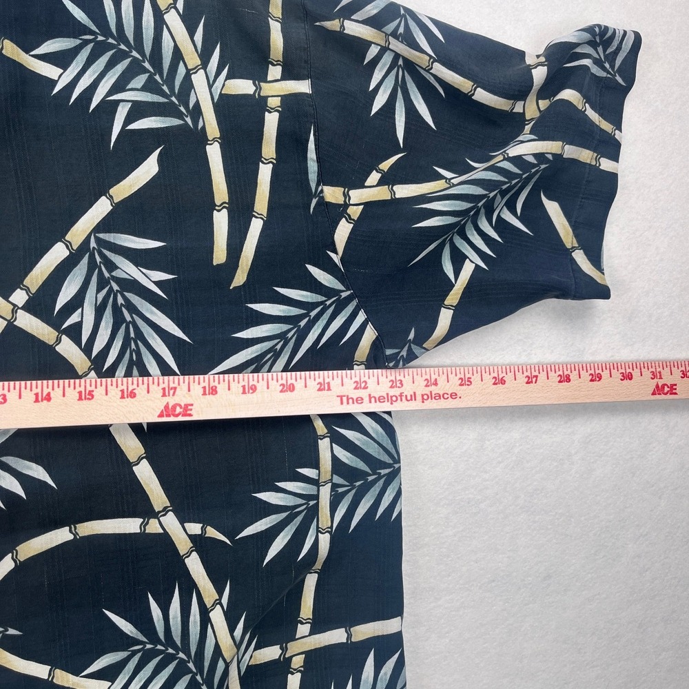 Tommy Bahama Mens Silk Bamboo Palm Print Camp Shirt Black Short Sleeve Medium - Picture 6 of 8
